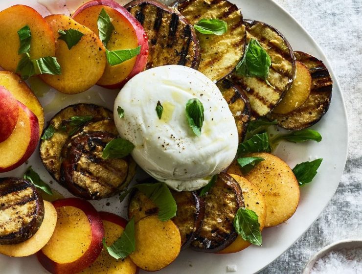 Grilled-Eggplant-Peach-Caprese-Salad